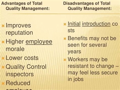 total quality management advantages and disadvantages|Advantages & Disadvantages of Total Quality Management Strategies.